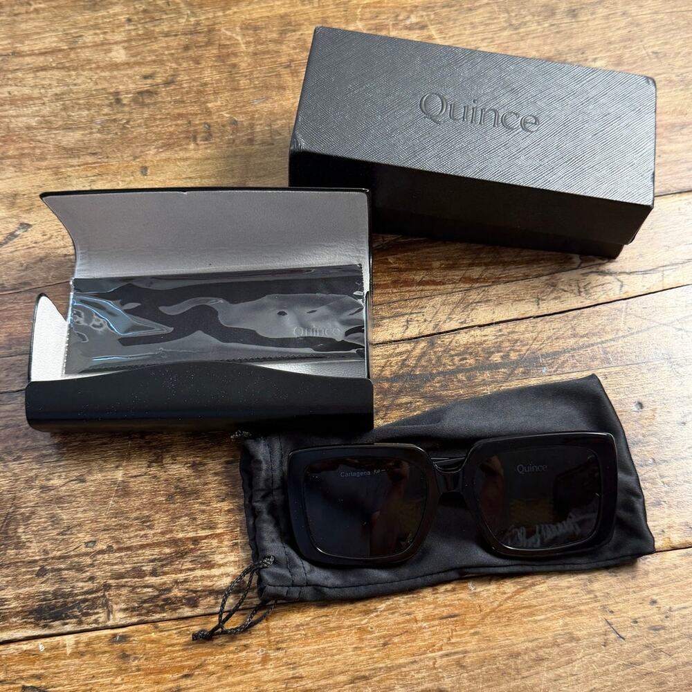 Quince Barcelona Polarized Black Oversized Sunglasses NIB‎